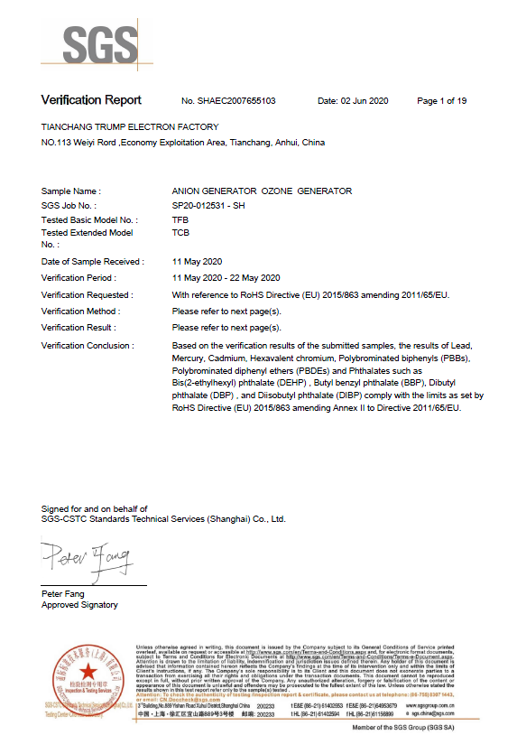 ozone anion ROHS