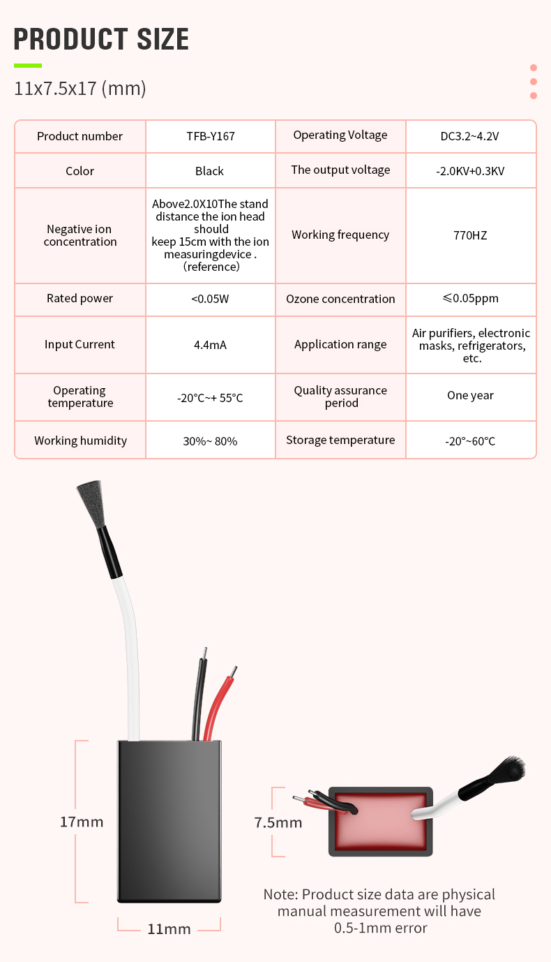 TFB-Y167 Negative ion generator for lamp