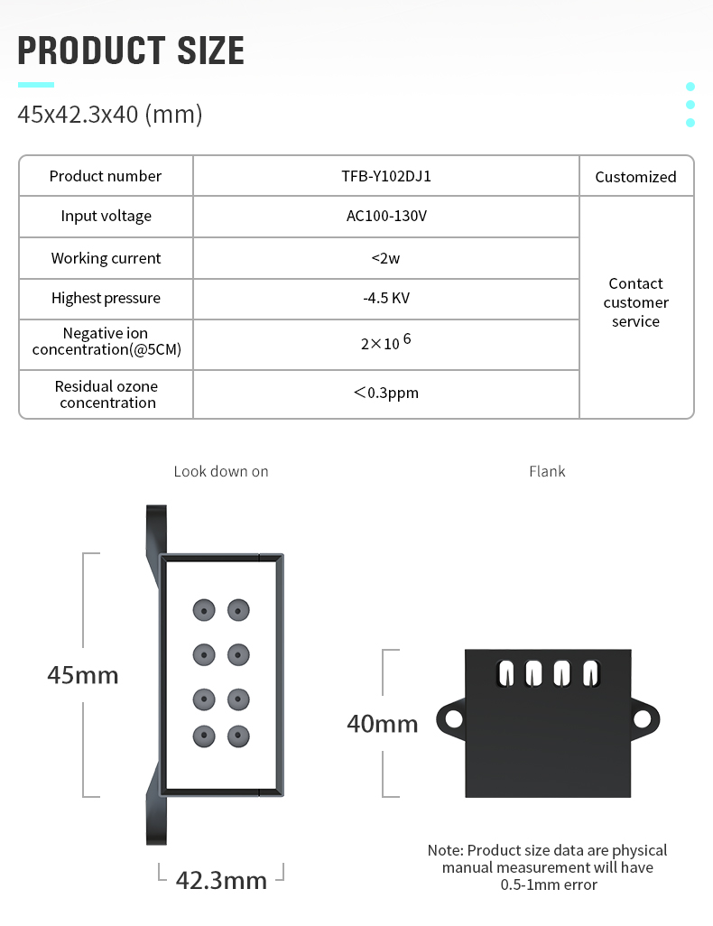 TFB-Y102DJ1 Plasma generator for Refrigerator