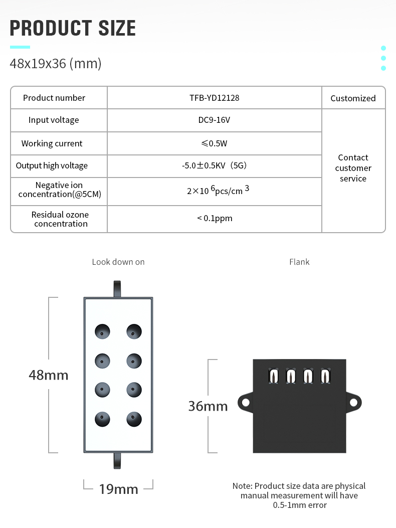 TFB-Y128 Plasma ionizer for Refrigerator