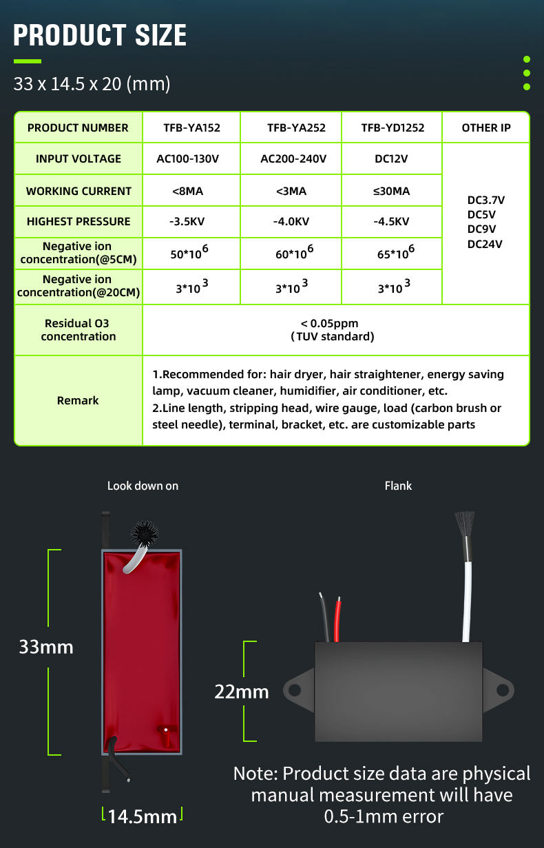 TFB-Y52 Negative ion generator for Car Air Purifier