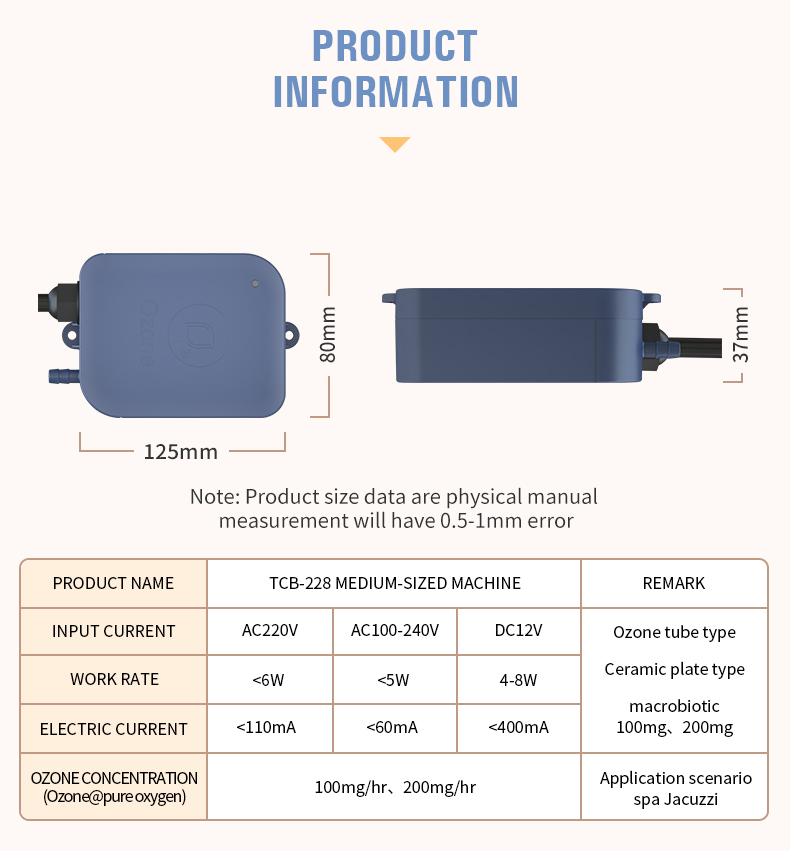 TCB-228 Ozone generator for Spa