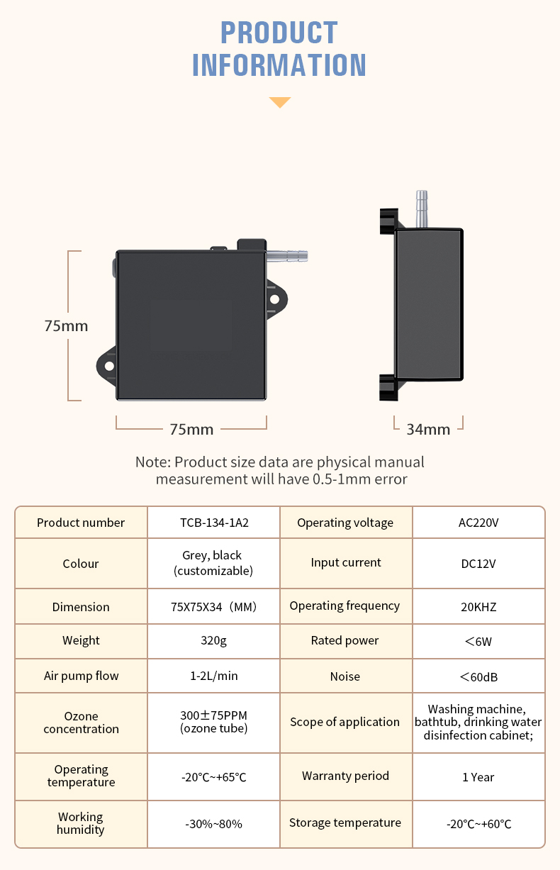 TCB-134-1 Ozone generator for Washing machine
