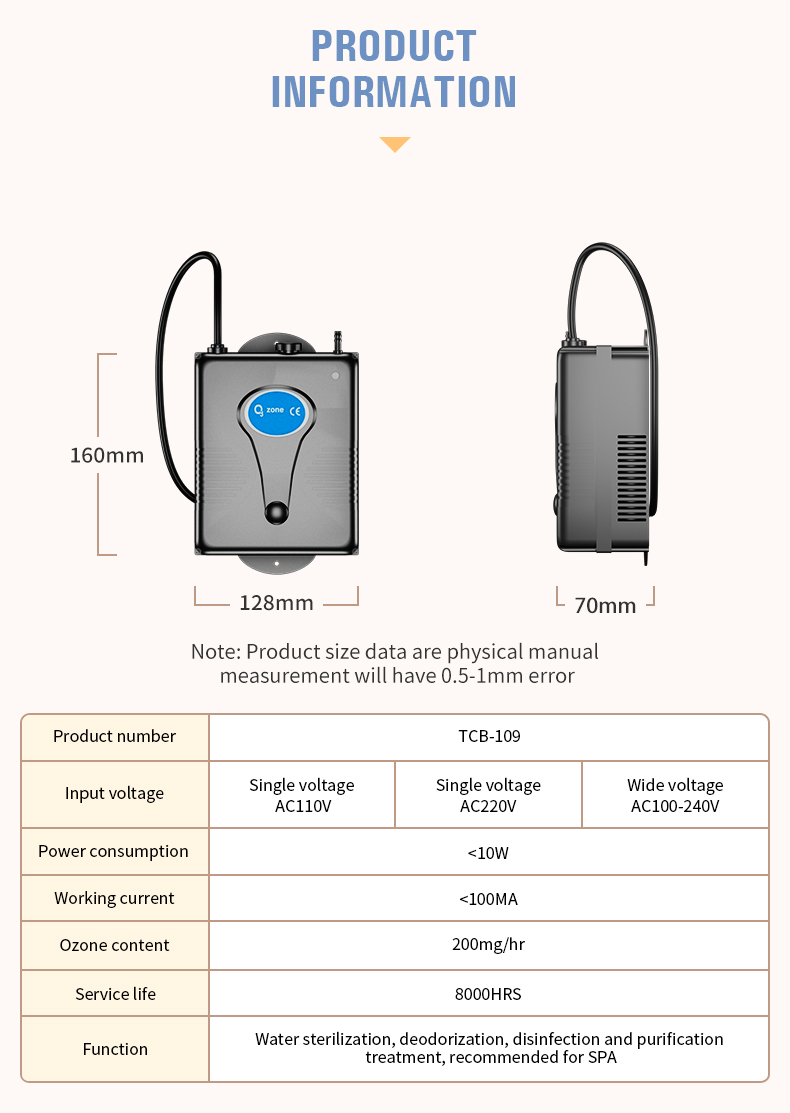TCB-109 Ozone generator for Spa